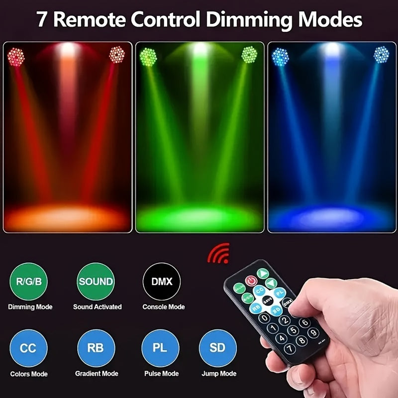 2 pcs Flower Dance® 36 LED Party Par Lights with Sound Activated Remote and DMX Control, Multiple RGB Lighting Effects DJ Lights for Christmas,Wedding, Disco, Dance Party, Club