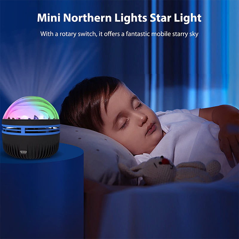 Flower Dance® Northern Lights and Ocean Wave Projector featuring 14 Galaxy Light effects, ideal for game rooms, parties, and bedroom decor. This remote-controlled, USB-powered projector covers an area of 15-20 square meters.