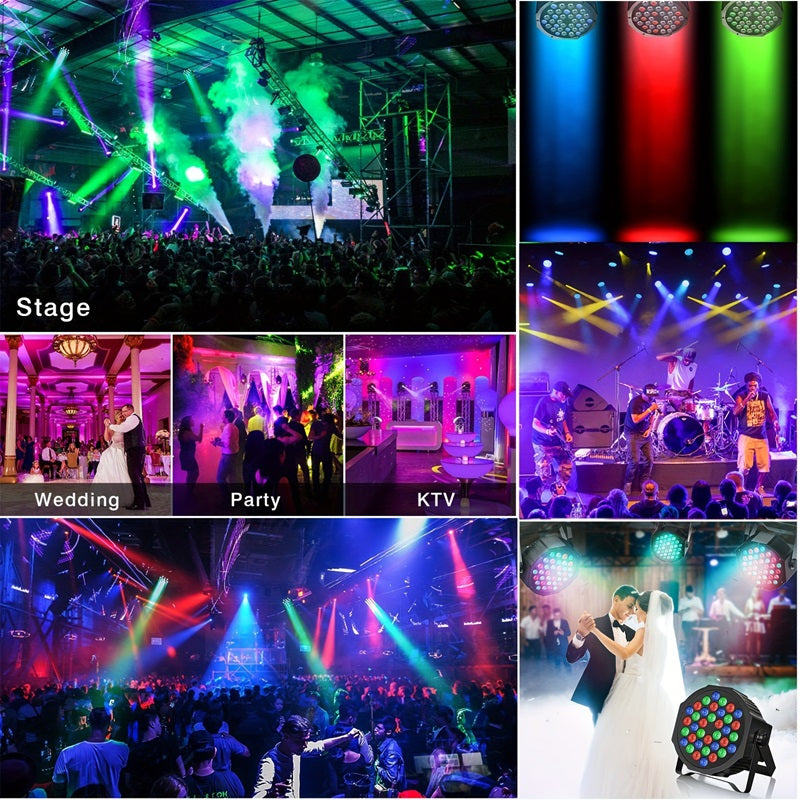 2 pcs Flower Dance® 36 LED Party Par Lights with Sound Activated Remote and DMX Control, Multiple RGB Lighting Effects DJ Lights for Christmas,Wedding, Disco, Dance Party, Club