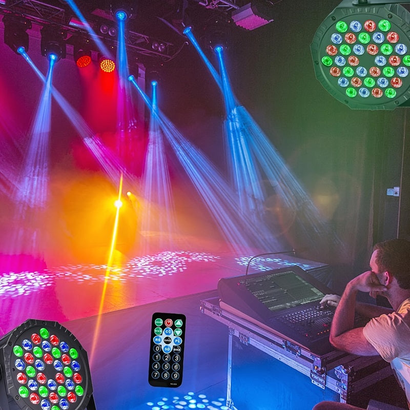 2 pcs Flower Dance® 36 LED Party Par Lights with Sound Activated Remote and DMX Control, Multiple RGB Lighting Effects DJ Lights for Christmas,Wedding, Disco, Dance Party, Club