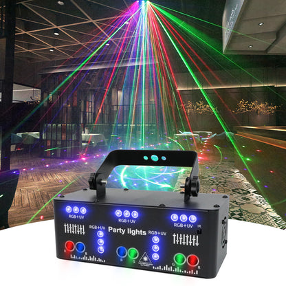 Party Lights, 21 Lens DJ Lights with Strobe Effect,Disco Light Indoor with RGB UV Laser Light Support Sound Control DMX5 (21eyes)