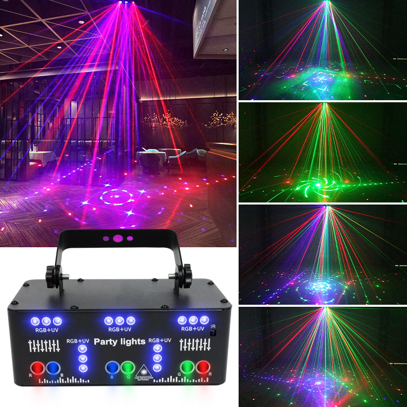 Party Lights, 21 Lens DJ Lights with Strobe Effect,Disco Light Indoor with RGB UV Laser Light Support Sound Control DMX5 (21eyes)