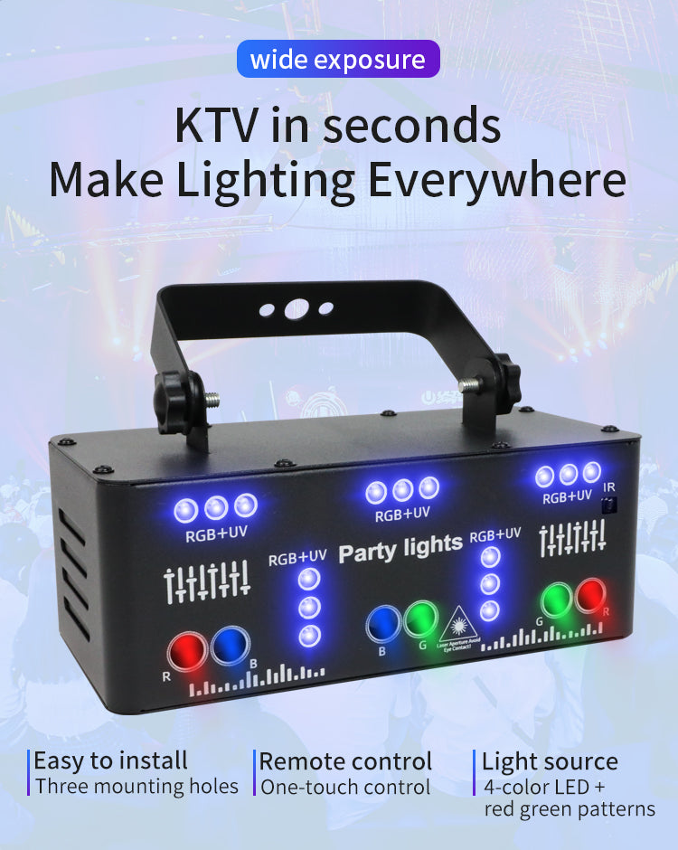 Party Lights, 21 Lens DJ Lights with Strobe Effect,Disco Light Indoor with RGB UV Laser Light Support Sound Control DMX5 (21eyes)