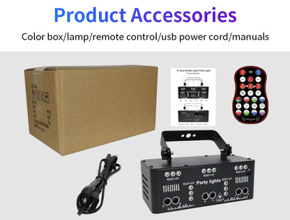Party Lights, 21 Lens DJ Lights with Strobe Effect,Disco Light Indoor with RGB UV Laser Light Support Sound Control DMX5 (21eyes)