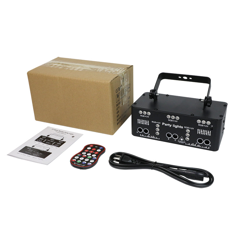 Party Lights, 21 Lens DJ Lights with Strobe Effect,Disco Light Indoor with RGB UV Laser Light Support Sound Control DMX5 (21eyes)